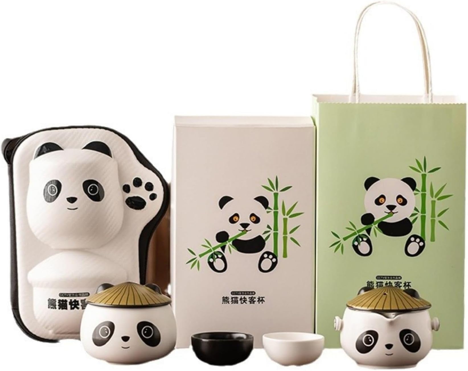 Amazon | 中国茶器セット 急須 湯呑みセット パンダ茶器セット 収納