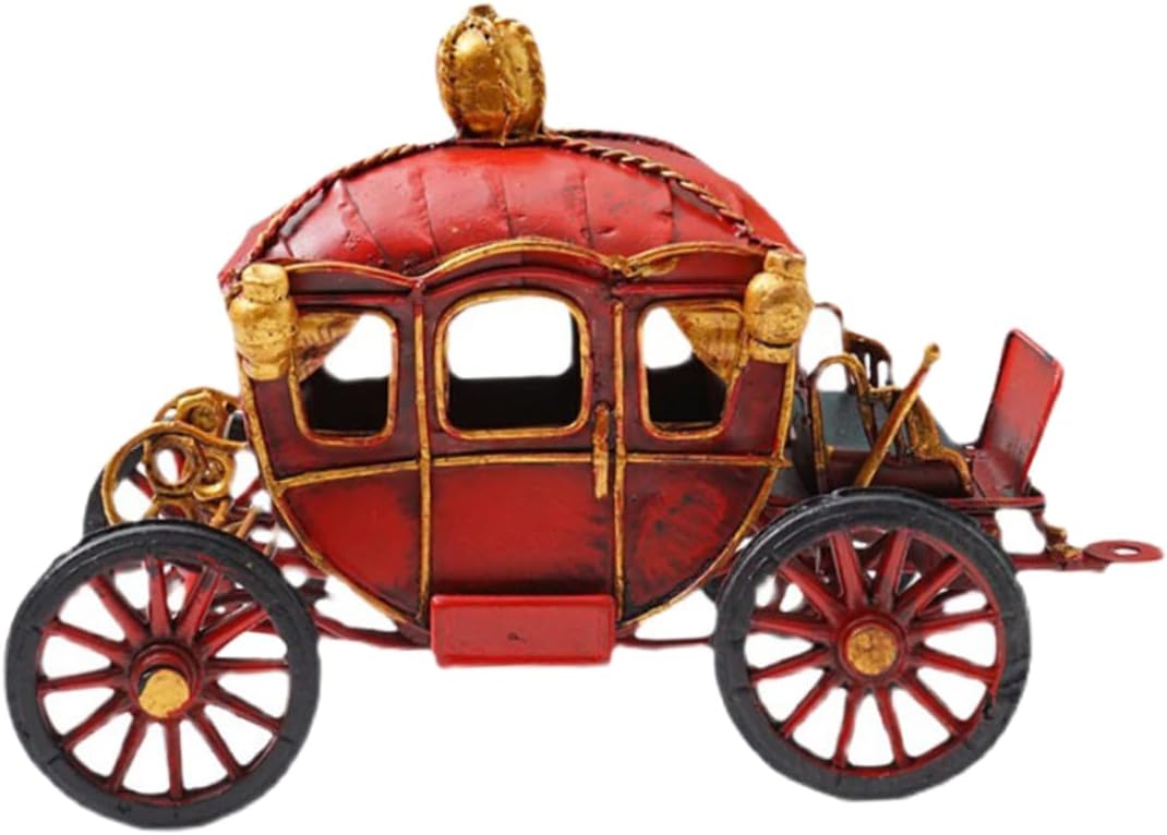 Decorative Pumpkin Carriage Model Retro Iron Sculpture for Home Decor Unique Vintage Aesthetic Table Ornament Creative for Living Room Bedroom Study