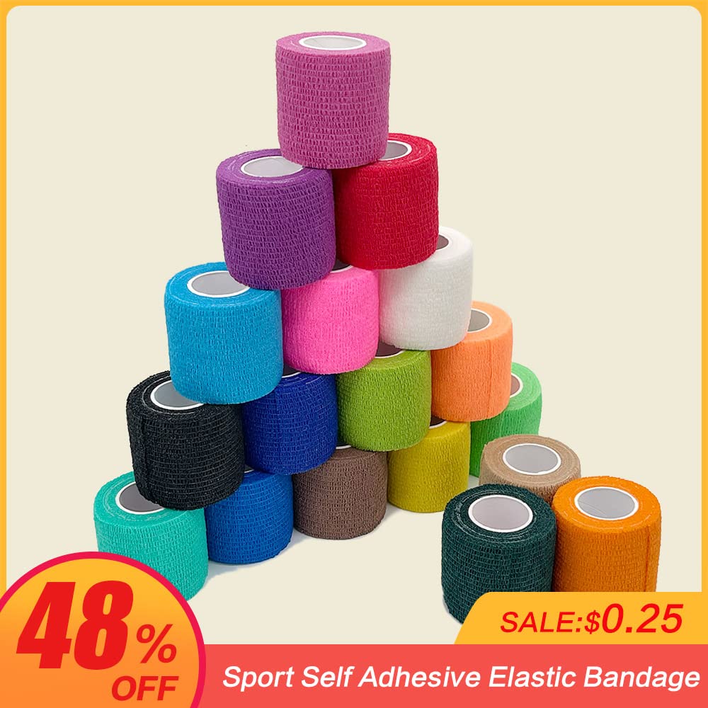 vendas, Vendaje elástico autoadhesivo deportivo de 4,8 m, colorido, for rodilleras, dedos, tobillos, palmas y hombros(Pink,15cmx4.8m)