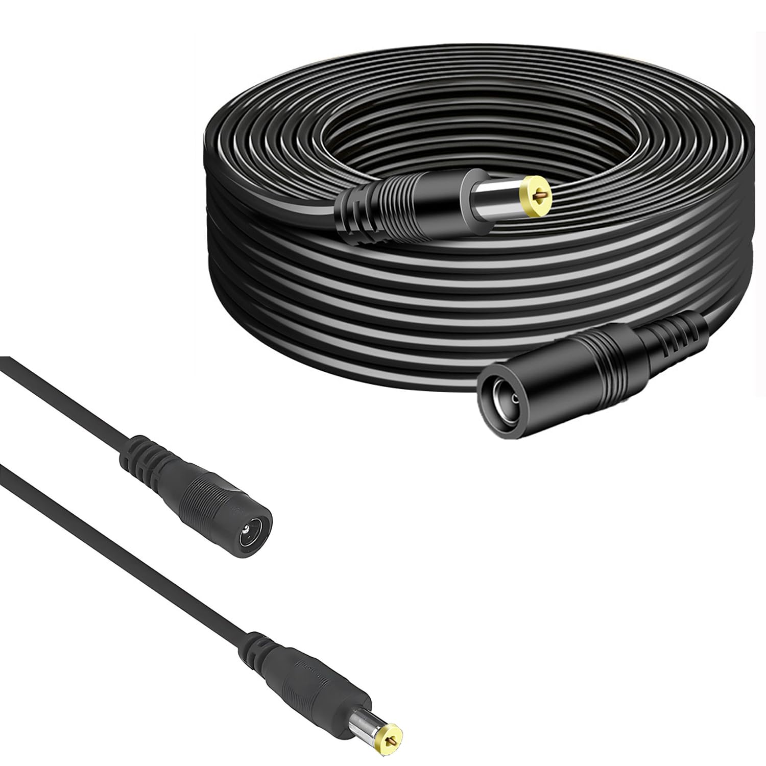DC電源ケーブル 延長コード 5.5mm/2.1mm 給電用【高耐久設計/屋外防犯対応】監視カメラ・ビデオカメラ・無線ルーター・赤外線LEDライト・エフェクター用 オスメス接続 電源アダプター延長ケーブル (外径5.5mm/内径2.1mm) AC/DC両対応 安定給電 (1, 20M)