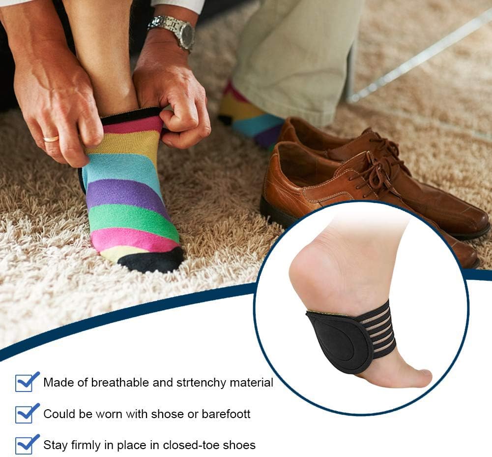 2 Pairs Extra Thick Cushioned Compression Arch Support with More Padded Comfort for Plantar Fasciitis, Fallen Arches, Heel Spurs, Flat and Achy Feet Problems (for Men and Women) (Green)