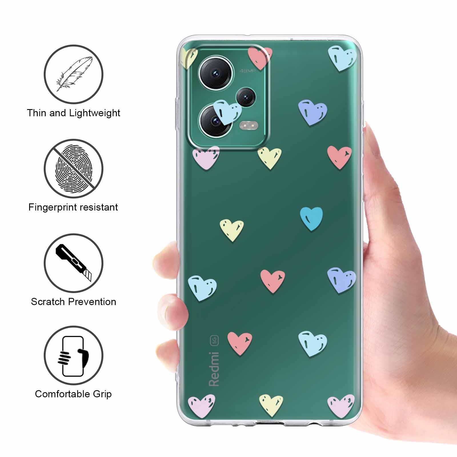 Yoedge Cover per Xiaomi Redmi Note 12 5G 6,67, Custodia Protettiva Trasparente Silicone TPU Sottile con Disegni Aesthetic, Antiurto Crystal Clear Cover per Xiaomi Redmi Note 12 5G, Fiore 6