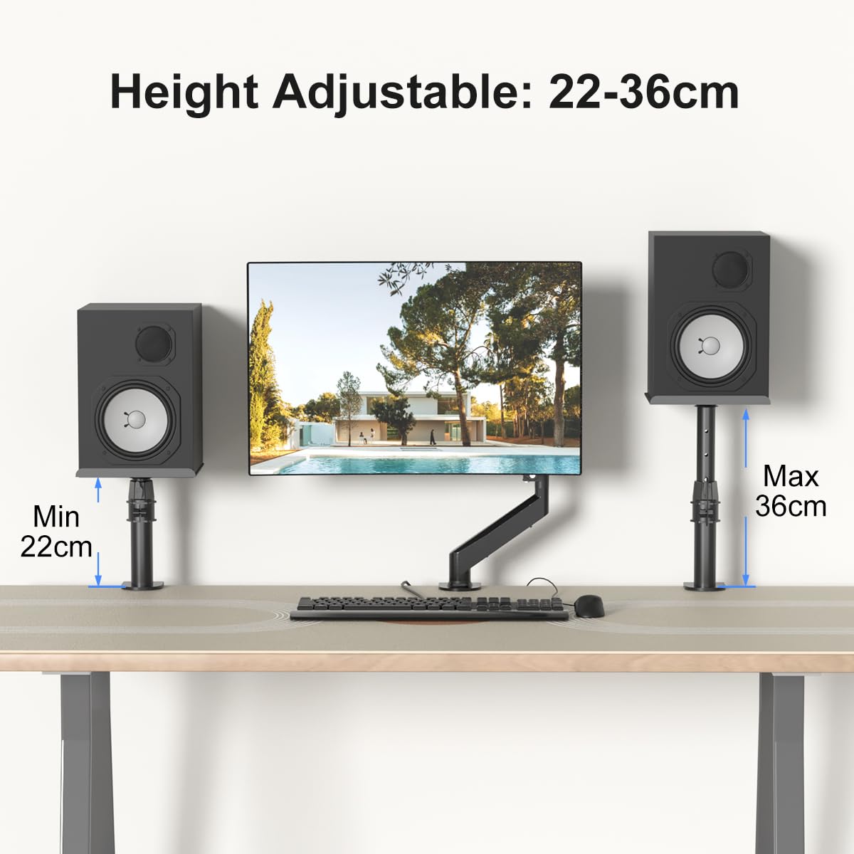 suptek SDM001B - Supporto da parete universale soundbar per altoparlante da computer e scaffale, orientabile, inclinabile, confezione da 2, max. 15 kg, colore: Nero