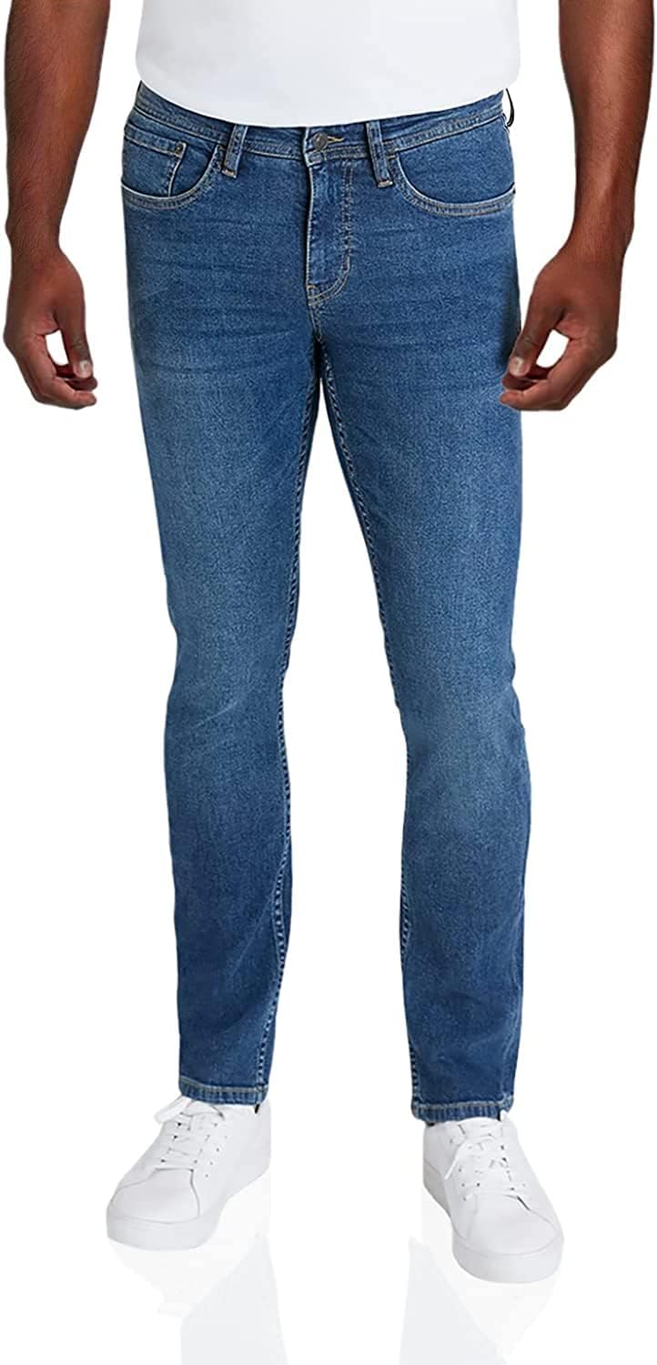 IZOD Men's Straight Leg Jeans - Comfortable Stretch Casual Pull On Denim Jeans for Men - Lightweight Men's Fashion Pants
