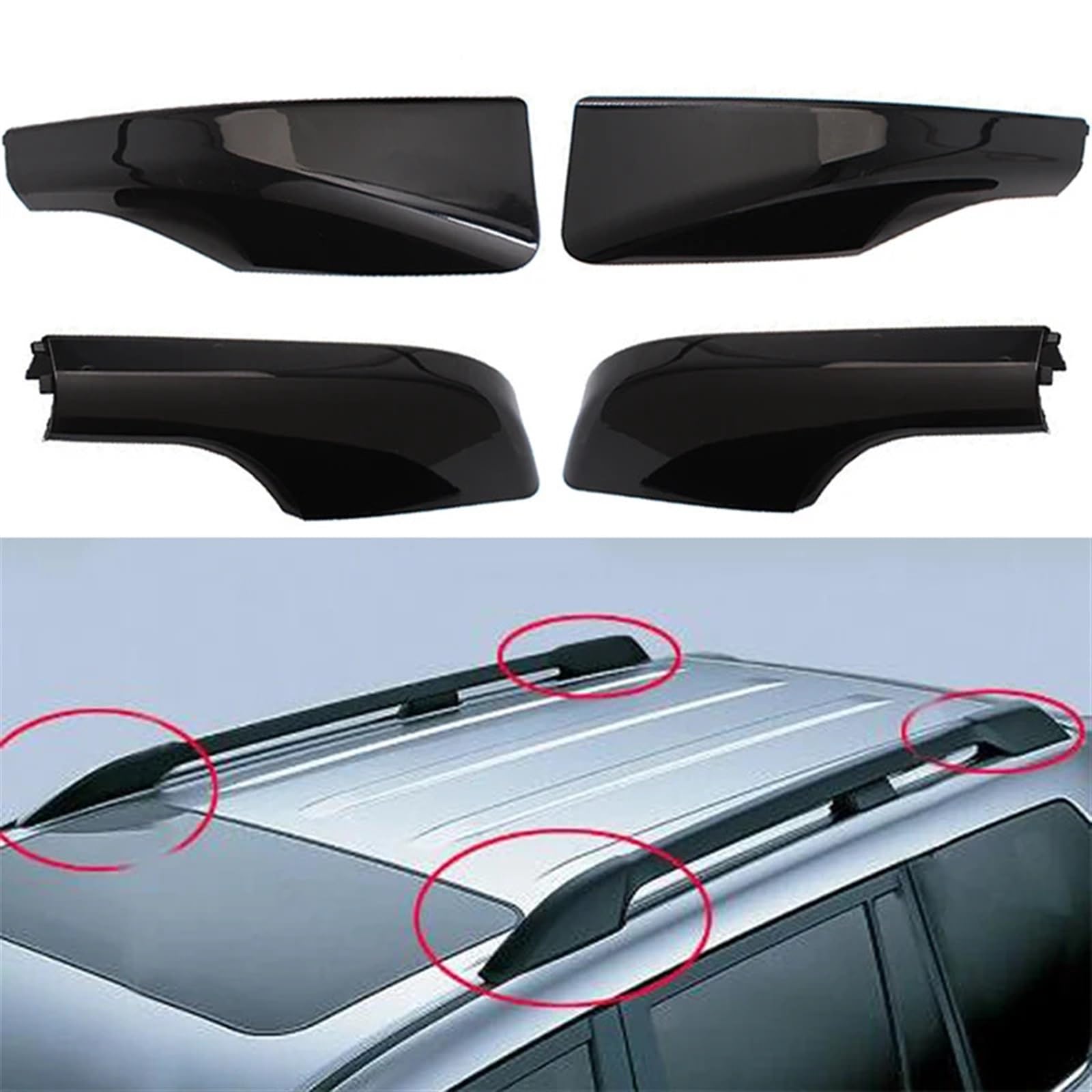 Akcesoria samochodowe stylizacja 4 sztuk/zestaw pokrywa ochronna bagażnika dachowego, dla TOYOTA, dla Land Cruiser LC200 FJ200 2008-2019 czarny Bagażnik dachowy
