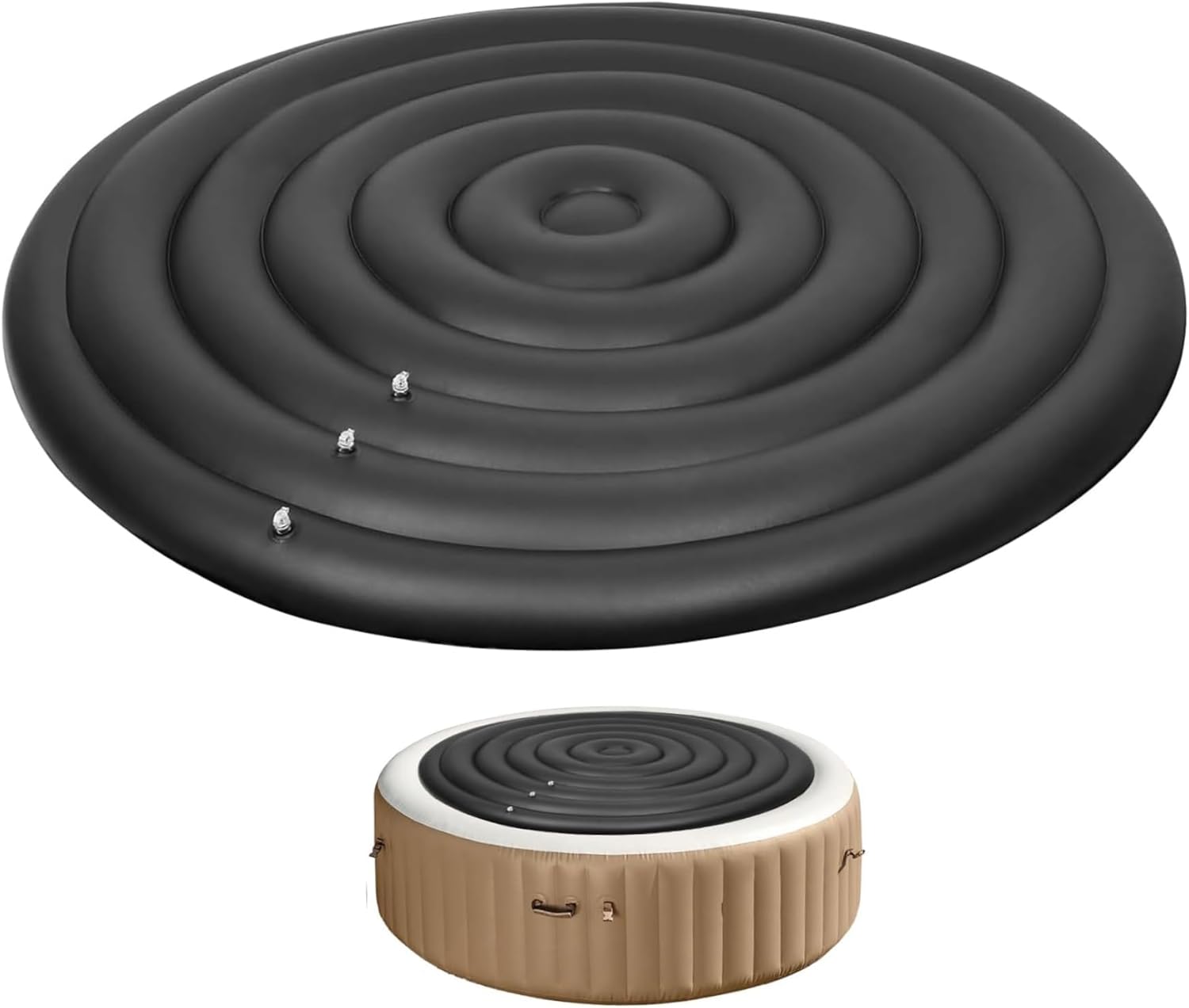 Inflatable Hot Tub Cover, 57 in Round Hot Tub Enclosure with Easy Inflation and Deflation Valve, Windproof Rain-Proof Snow-Proof Insulated Spa Covers Lid, Enclosure