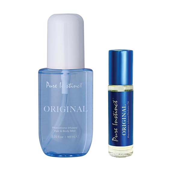 Pure Instinct ORIGINAL Pheromone Mist & Roll-On Bundle Hair & Body Spray + Essential Oil Perfume Unisex, Travel Friendly