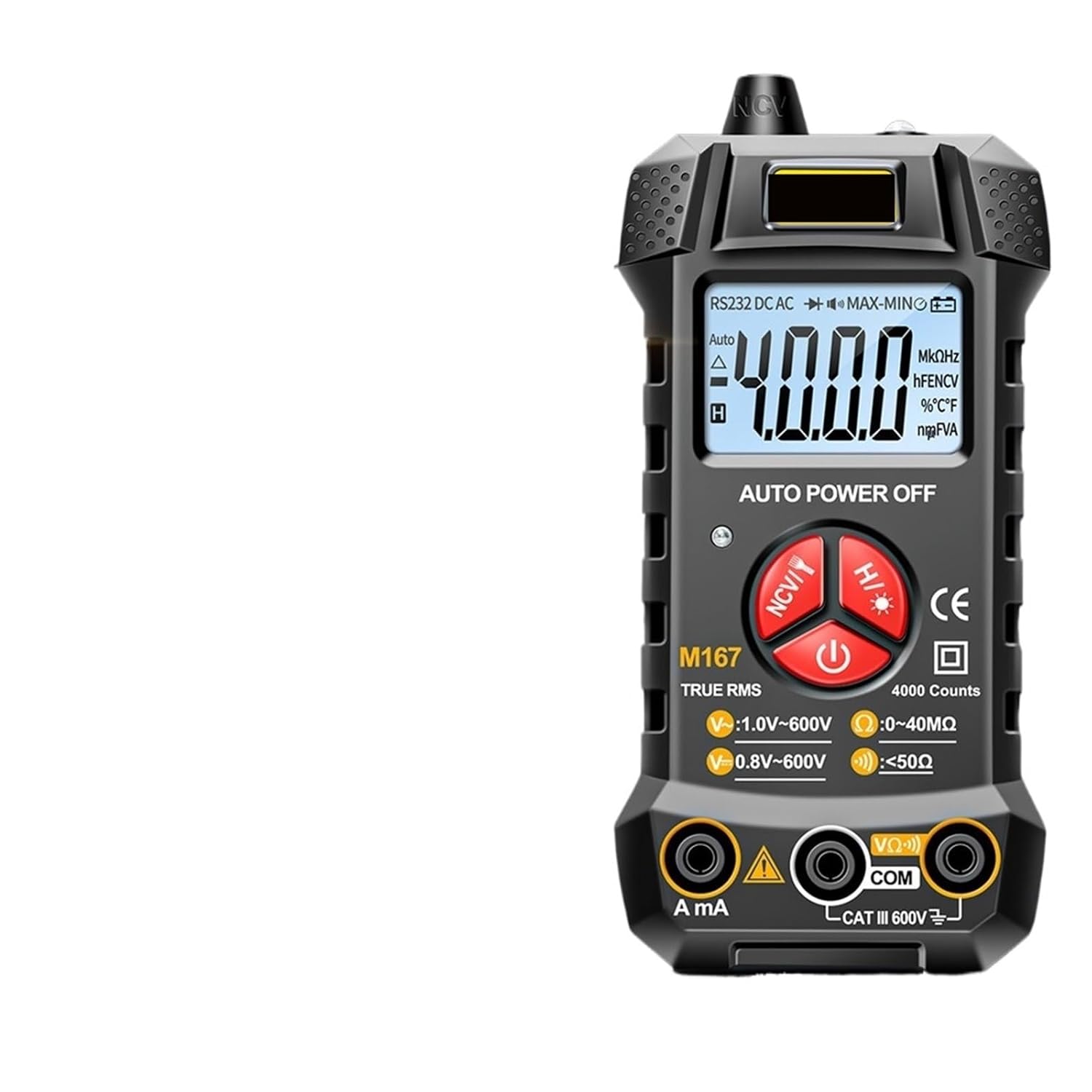 1pc M167 Digital Multimeter NCV Multi Meter Tranistor AC/DC Electrical Instruments Tester with Screen Flashlight