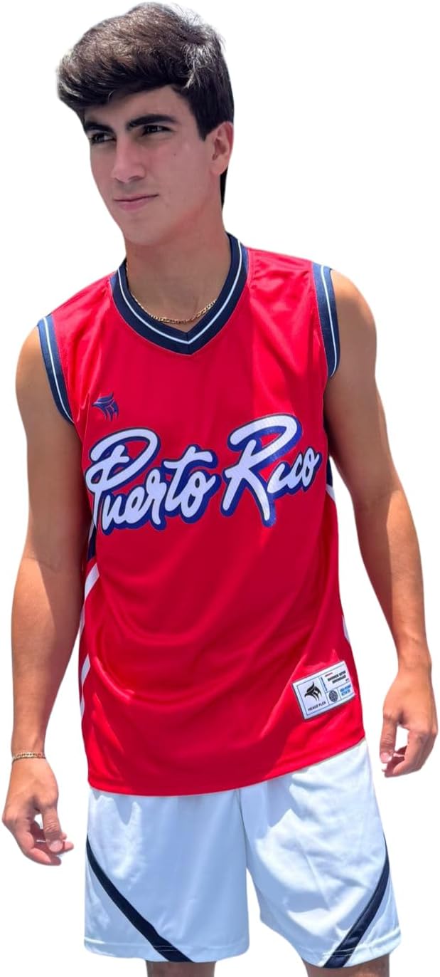 Puerto Rico Red Basketball Jersey | Men’s Sleeveless Athletic Top | Breathable Mesh | Streetwear Sports Tank