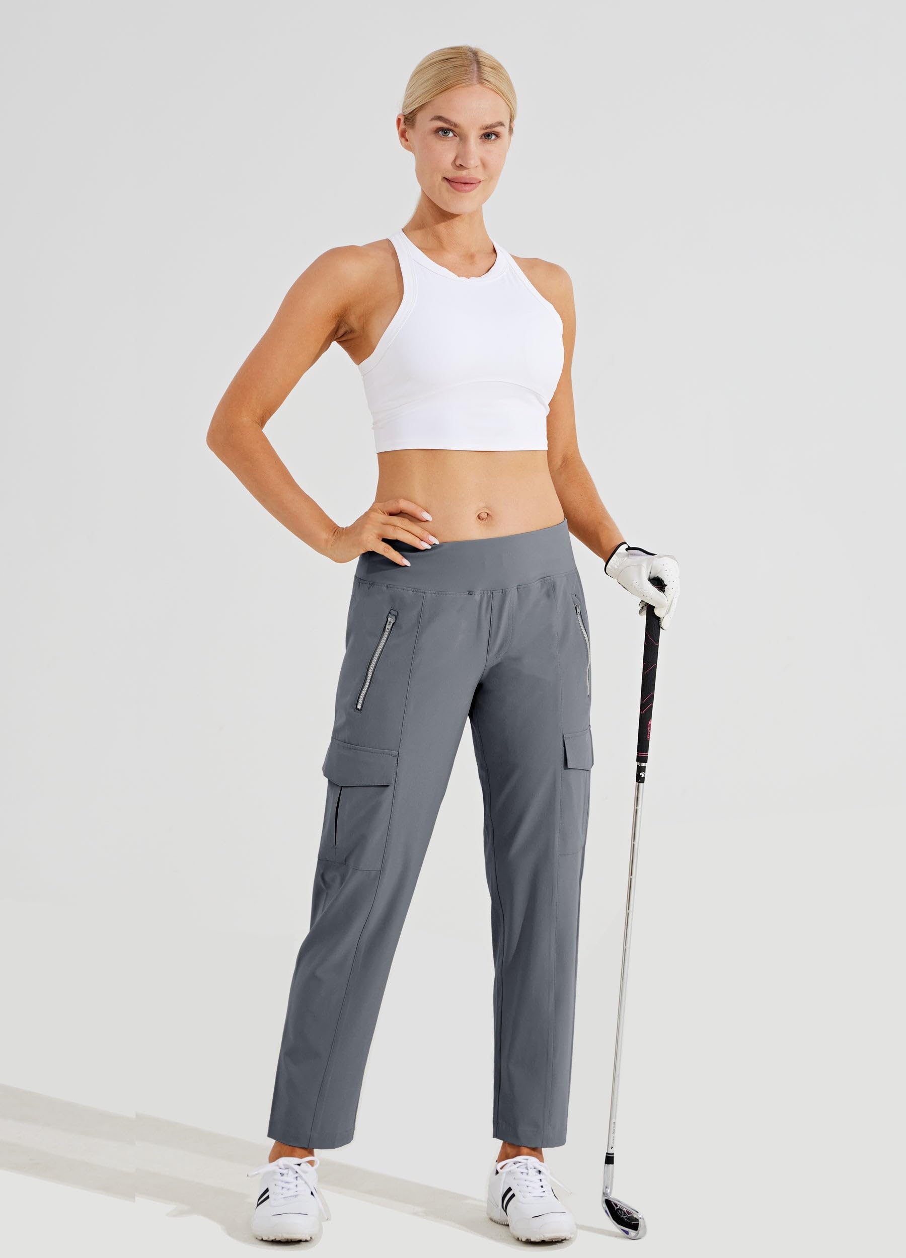 Willit Pantalon de golf pour femme avec poches – Pantalon athlétique à séchage rapide – Léger et résistant à l'eau