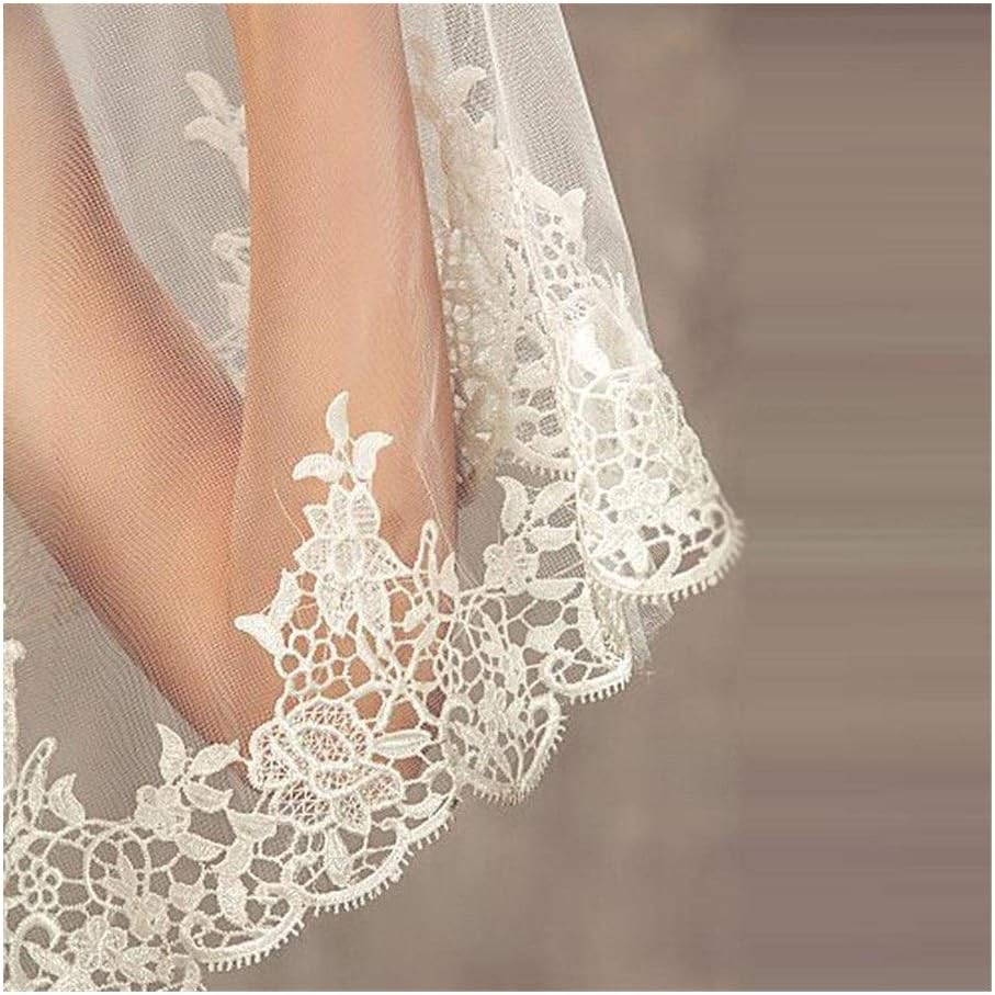 ウェディングベール 1層 レースエッジ ホワイトアイボリー カテドラル ウェディングベール ロングフェイスカバーブライダルベール コ