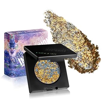Multichrome Shimmer Eyeshadow, Intense Pigmentation Gold Silver Chameleon Sparkling Eyeshadow, Bright Highlighter Duochrome Eye Make Up, Multi-Reflective Finishes Glitter Metallic Shade, Talc Free, 08