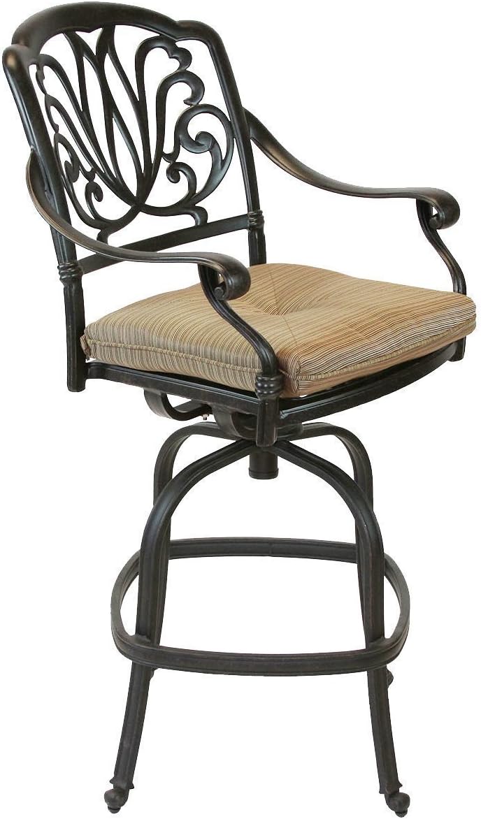 Elizabeth Cast Aluminum Powder Coated 6pc Outdoor Patio Swivel Bar Stools - Antique Bronze