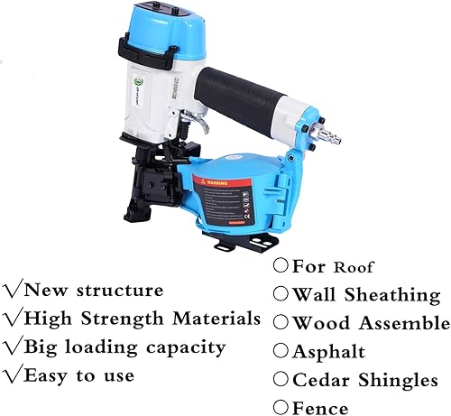 Miniatura 8 de BHTOP CN45N - Clavadora para techos, pistola de clavos para techos de 15 grados, clavos de bobina de 34 pulgadas a 1-34 pulgadas, 120 unidades de