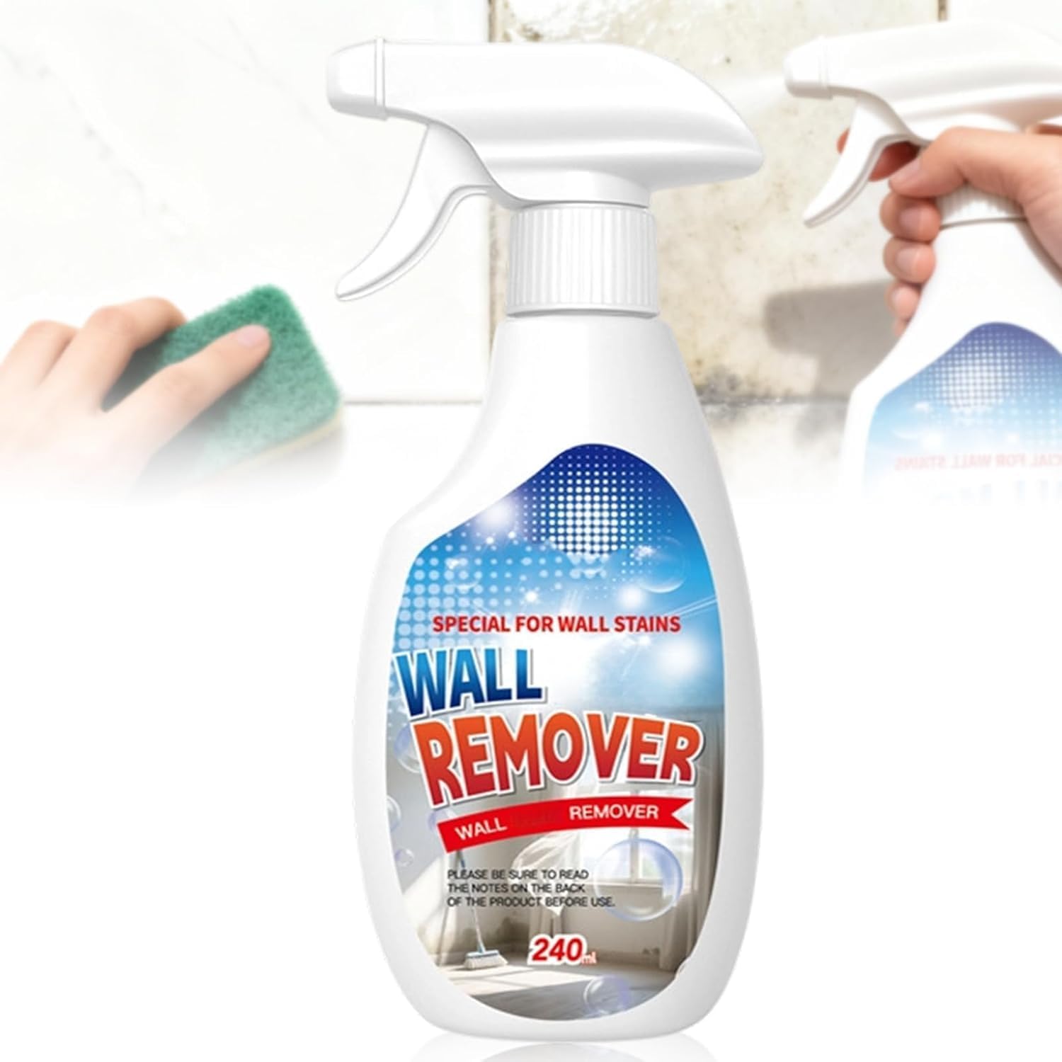 Wall Mold Remover Spray,8.45 Fl.Oz Highly Effective Removal Spray,Stain Remover, Long-Term Protection Without Damaging, Multi-Surface Cleaner for Bathroom Kitchen Tile Wood Fabric