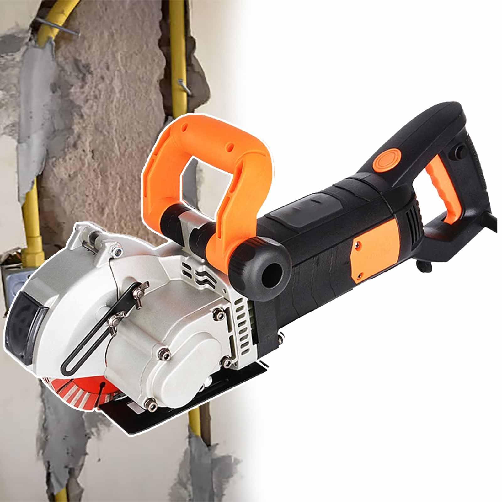 Rozadora De Pared Eléctrica, Máquina Cortadora De Ranuras De Pared, con Bomba De Agua Y Cuchilla De 133 Mm De Diámetro, Profundidad De Corte Máxima De 41 Mm, Ranura De 90°,Black