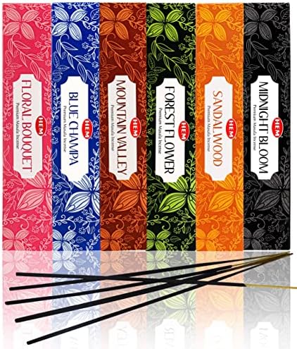 Hem Assorted Incense Sticks Variety 6 Packs x 15 GMS-Aromatherapy Insence for Air Purifier,Insents Stick Gift Set,Perfect for Meditation and Relaxation (Hem Nature Series)