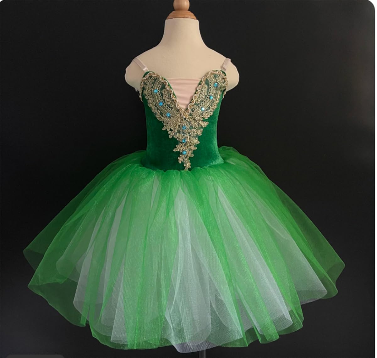 Vestido de tutú de Ballet para niñas, Disfraces de Baile Brillantes, Leotardo de Baile con Falda, Falda de competición de Baile