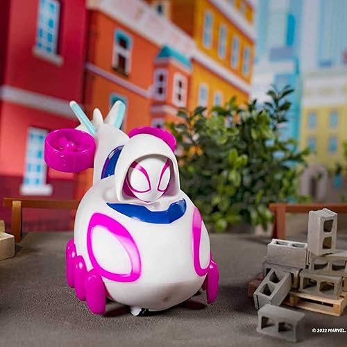 Miniatura 5 de Marvel Spidey and his Amazing Friends - Vehículo Ghost-Spider Glow N' Go Copter, 8 pulgadas, efecto de espectáculo de luces, sonidos, superhéroe