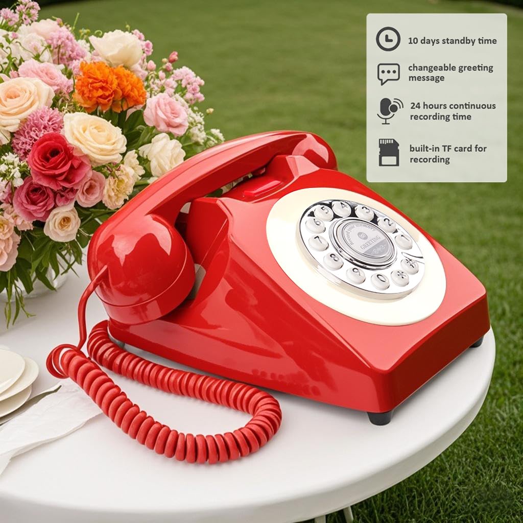 Sprachaufzeichnung Audio Gästebuch - Gästebuch Telefon für Hochzeiten, Brautpartys, Jubiläen | Retro Telefon Voice Recorder | USB Wiederaufladbares Speichertelefon | Einzigartiges Hochzeitsgeschenk