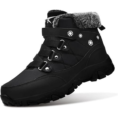 ASHION Womens Snow Boots Warm Fur Lined Winter Boots Comfortable Ankle Booties Outdoor Hiking Boots for Women