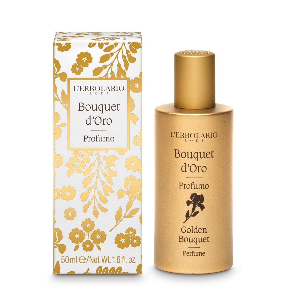 L' Erbolario - Bouquet d' Oro - Confezione regalo in scatola originale (bagnoschiuma, crema corpo, profumo, sapone) + in OMAGGIO Saponetta vegetale Florinda da 50 gr