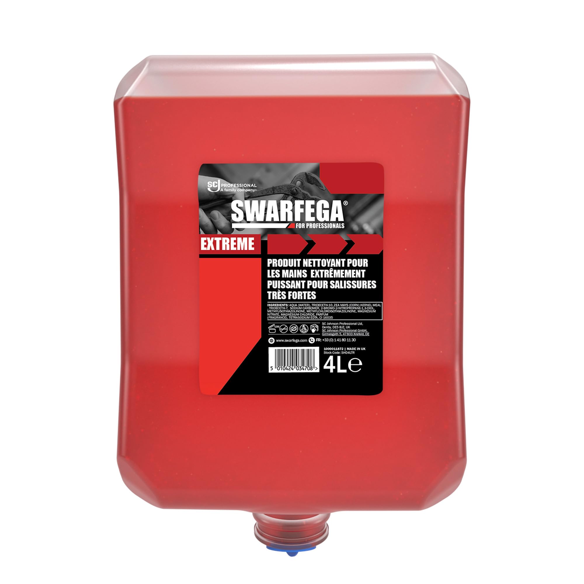 Swarfega Extreme – Nettoyant Mains Industriel – sans solvant – Recharge 4 L – Salissures très incrustées – Usage Professionnel