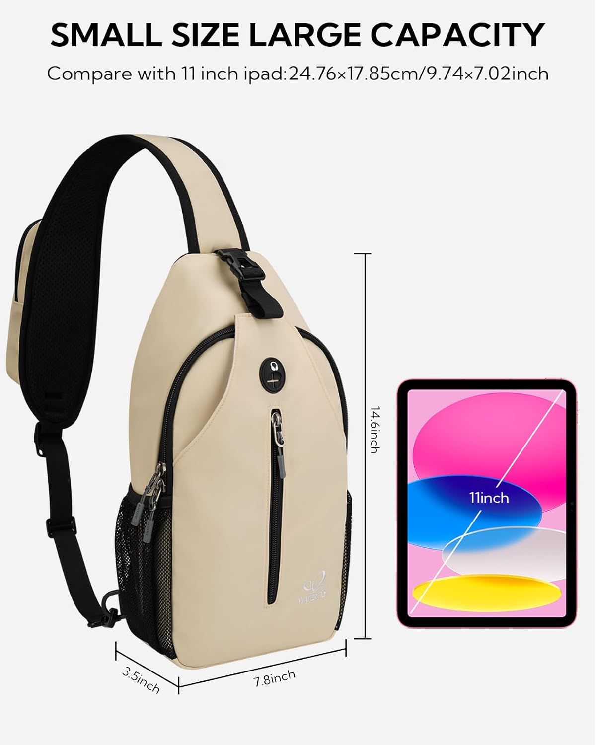 WATERFLY Crossbody Sling Backpack Sling Bag Travel Hiking Chest Bag Daypack - Image 2