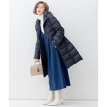 156k 新品 23区 洗えるシレータフタ ロング ダウンコート 紺 38 23区 ダウン ダウンジャケット 「洗える」シレータフタ ロング