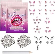 Zahnschmuck,Zahnstein Schmuck,Zahnschmuck Set,Zahnsteine,Zahnkristall,Zahnstein Zahnverzierungen,Shining Smile DIY Tooth Gem Kit,mit Strasssteine Und Pferdeaugen-Bohrer