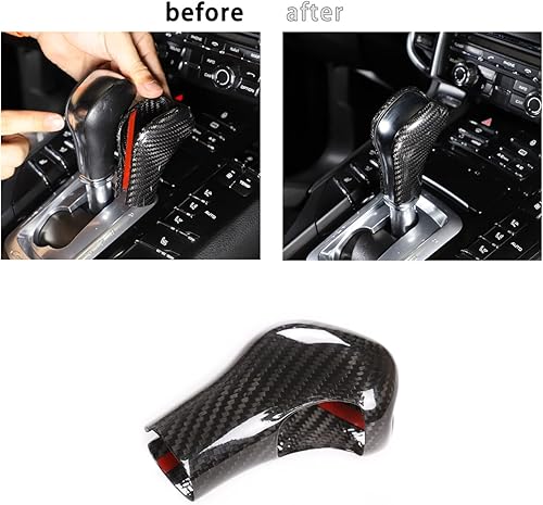 Miniatura 6 de 100% fibra de carbono real cubierta de la cabeza de cambio de engranajes interior perilla Trim Accesorios de coche para Porsche Cayenne 2011-17 , YC