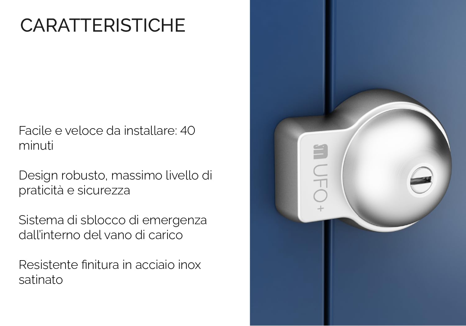 UFO+ Meroni Set 2 pezzi, Serratura per Vano Carico Furgoni, Chiusura Automatica