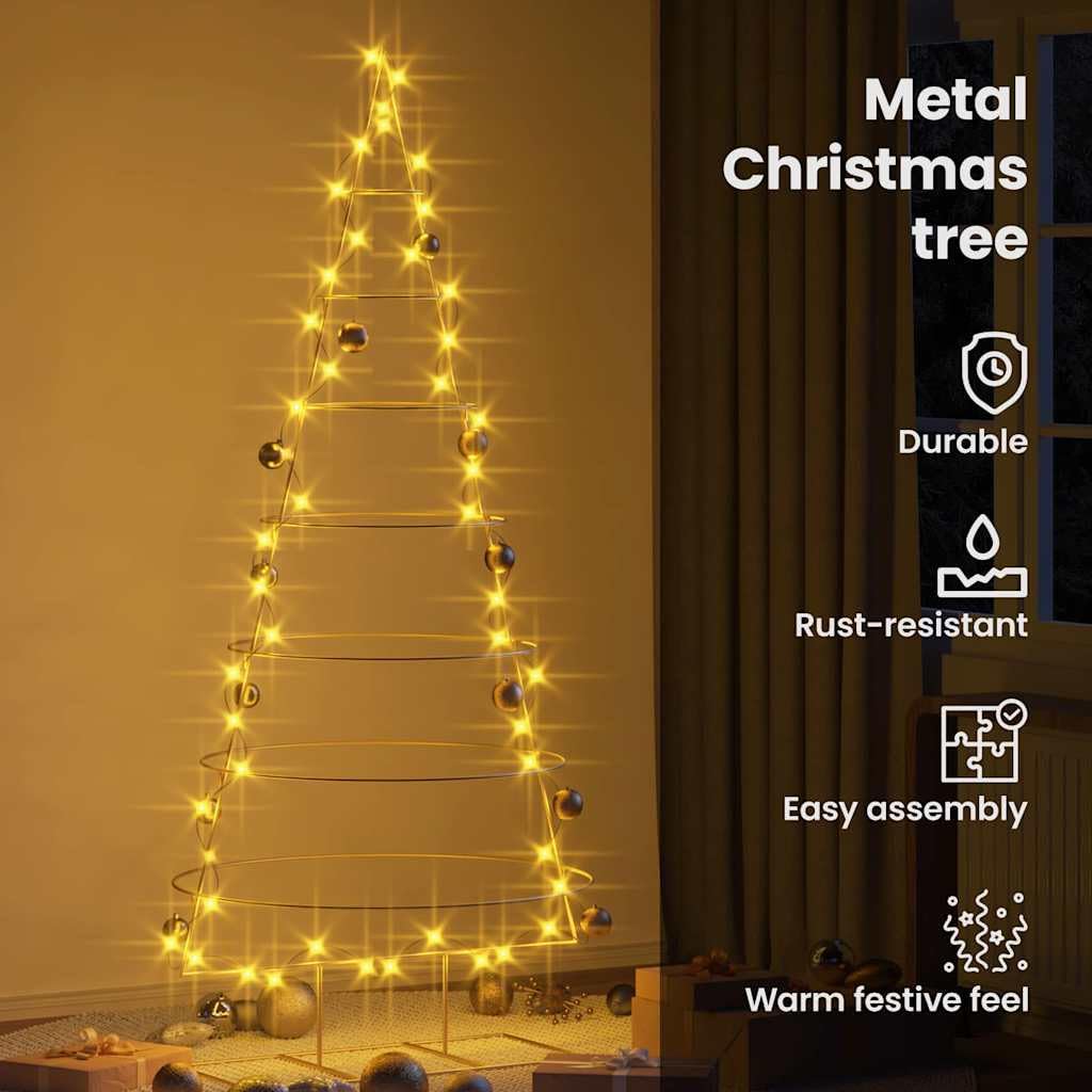 vidaXL Metall Weihnachtsbaum Gold 209 cm Pulverbeschichteter Stahl, Wohnzimmer, moderner Weihnachtsbaum, minimalistischer Schmuck, stylische Deko, Designer-Urlaubs-Skulptur