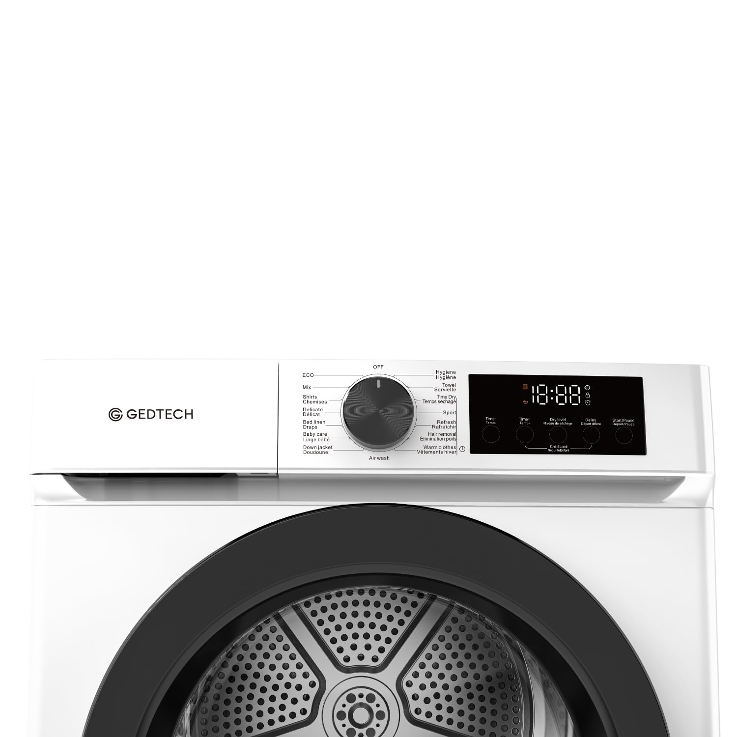 GEDTECH Sèche-linge pompe à chaleur SL9HPE 9 Kg 16 programmes Départ différé Grande capacité