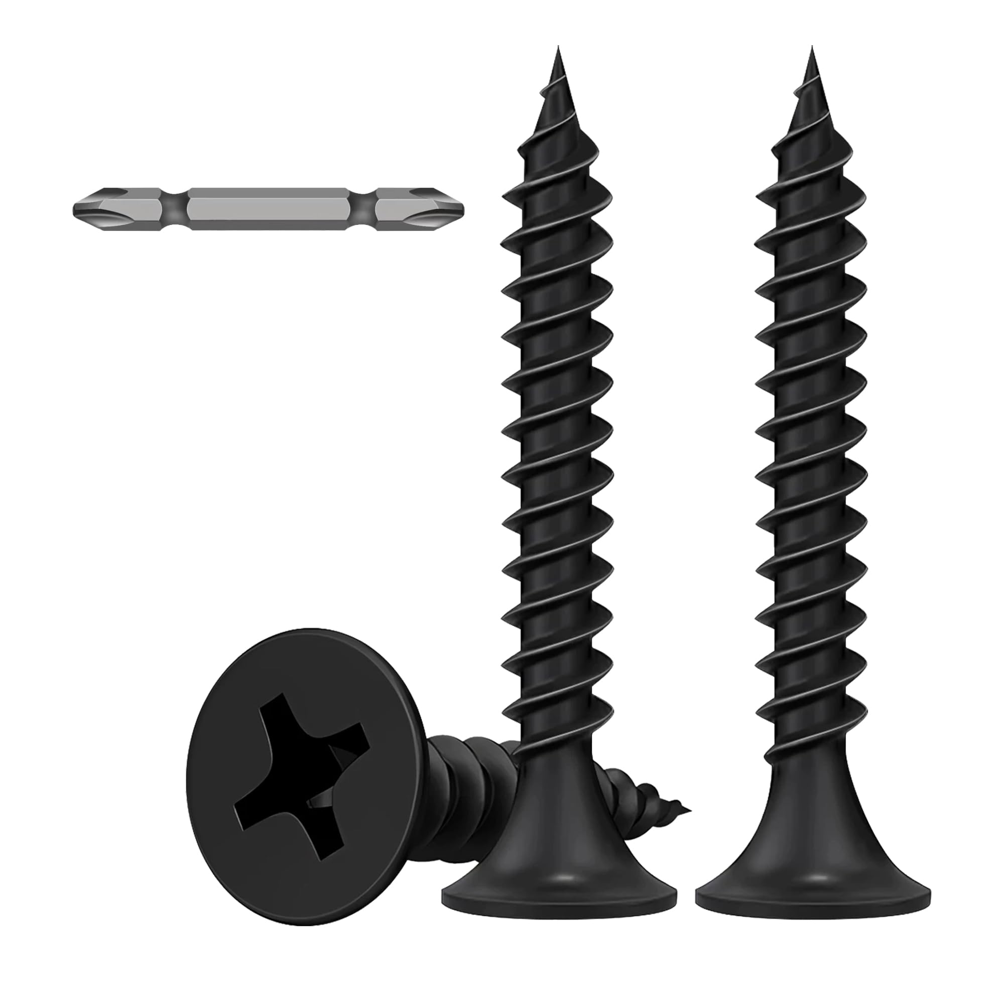 230 Pcs Black Drywall Plasterboard Screws M3.5x30mm Drywall Screws Coarse Cement Board Decking Exterior Wood Screws Phillips Drive with Bit Black Wood Screws for Drywall Sheetrock Wood and Furniture