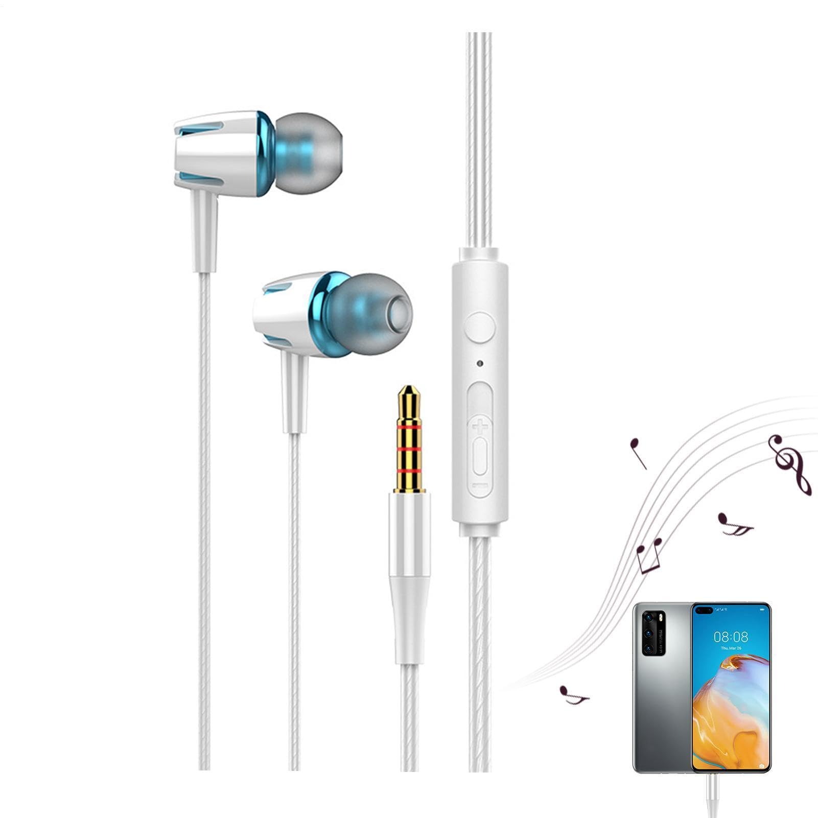 Écouteurs filaires – Écouteurs intra-auriculaires filaires, appareil audio stéréo, réduction du bruit avec double membrane en fibre de carbone, utilisation d'écoute de musique, appels téléphoniques