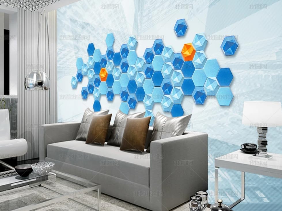 Papier Peint Intissé 3D Hexagonal 300x210 cm pour Salon