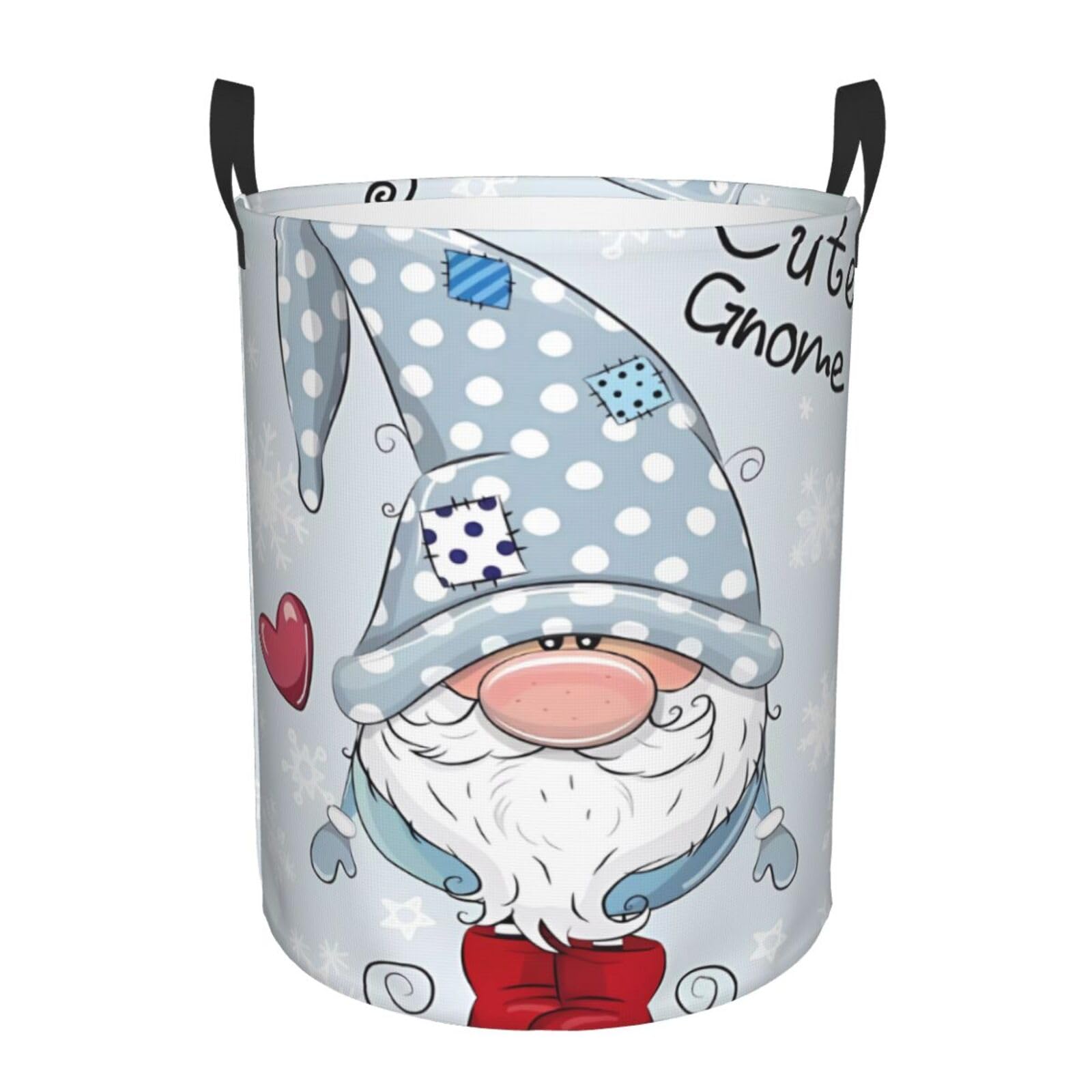 M Collapsible Cute Gnome Print Circular Hamper Round