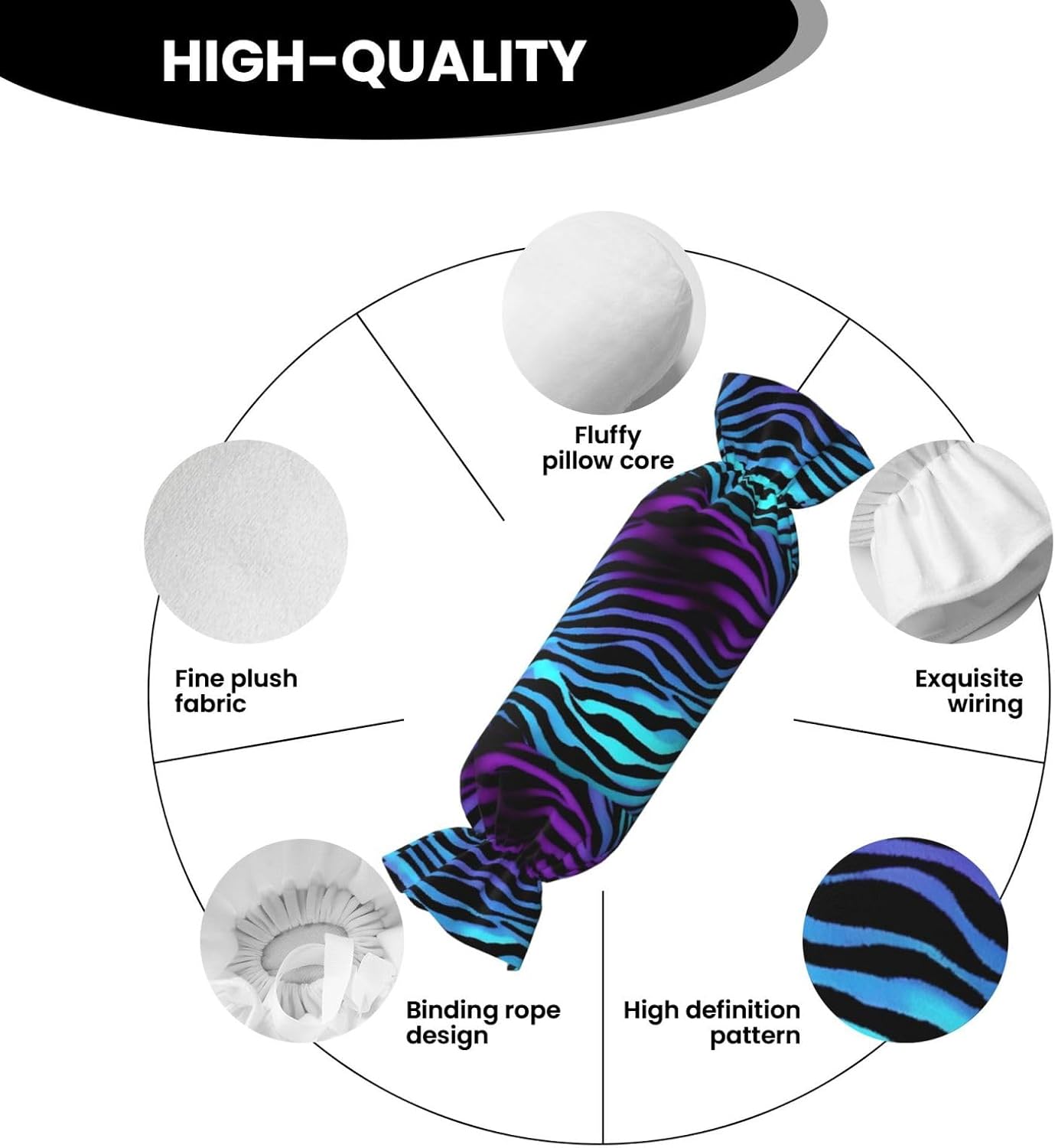 Camouflage Zebra Stripes Print Candy Cylindrical Comfortable Pillow Throw Pillows Home Decor Easy Maintenance