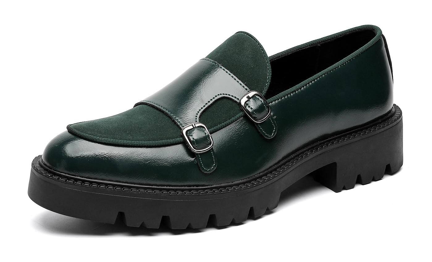 Santimon Mens Casual Shoes Slip On Loafers Dress Shoes for Men Fashion Prom Wedding Suede Monk Strap Loafers Comfortable Business Tuxedo Moccasins