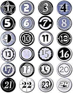 Advent Calendar Buttons Numbers, 24 Sticker Lapel Pins For Christmas Calendars For Diy Crafts, 24 Numbers Pins For Diy,Christmas Badges,1 To 24 Colorful Badge Set For Attaching To Jute Bags (Ekuan)