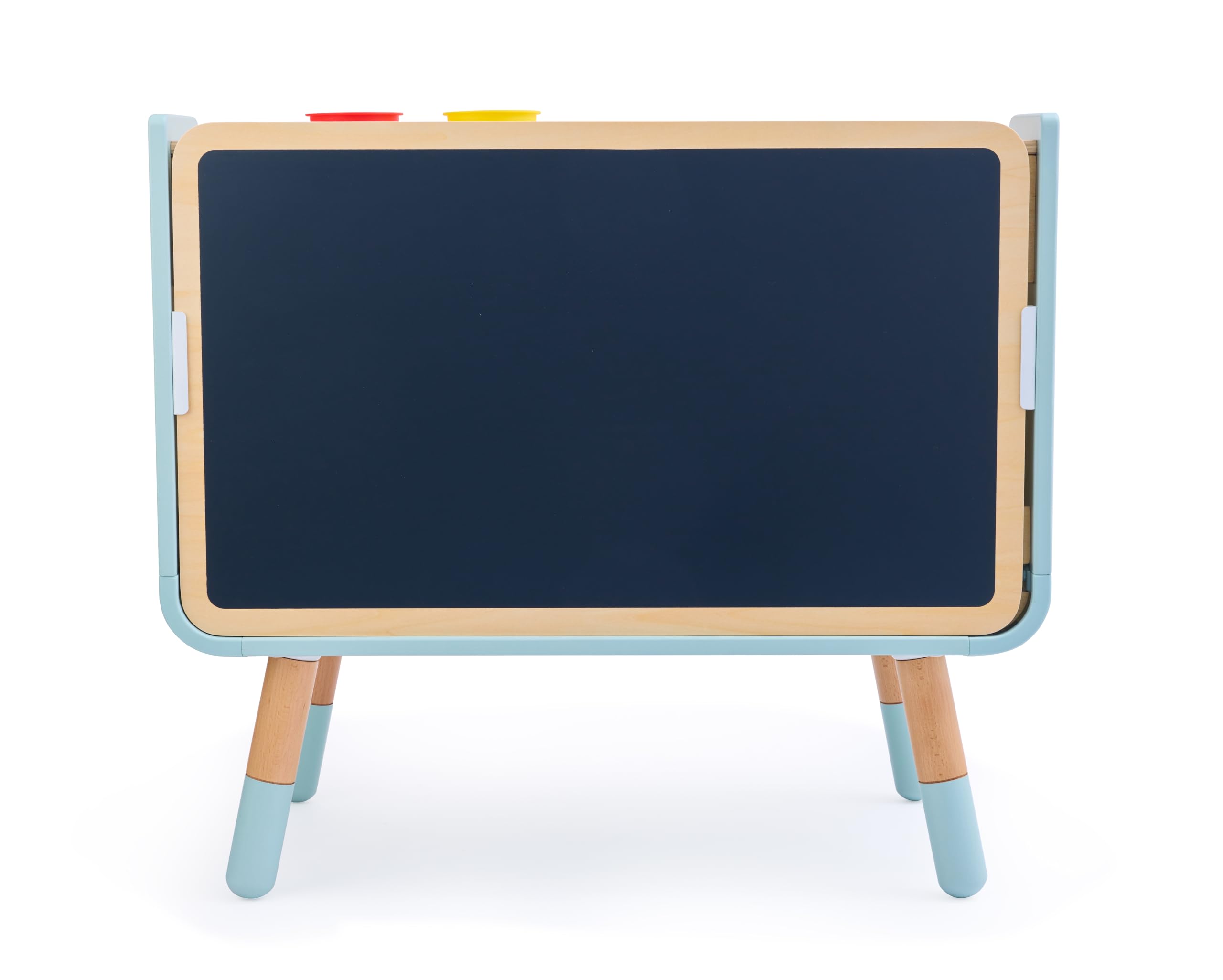 Hape Stół do czytania i rysowania – sztaluga i regał na książki w jednym, tablica suchościeralna 2 w 1, miejsce do przechowywania i akcesoria, ergonomiczny stół malarski, wykonany z drewna z funkcją