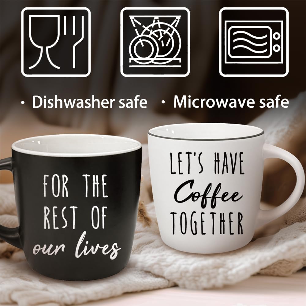Let’s Have Coffee Together for The Rest of Our Lives Romantic Couples Mugs Set , Anniversary Engagement Wedding Gifts for Him Her, Bride and Groom Newlywed Bridal Shower, Christmas, Valentine’s,13oz - Image 4
