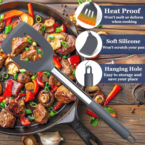 Image of TeamFar Kitchen Utensils Set of 8, Silicone Utensils Kitchen Tools