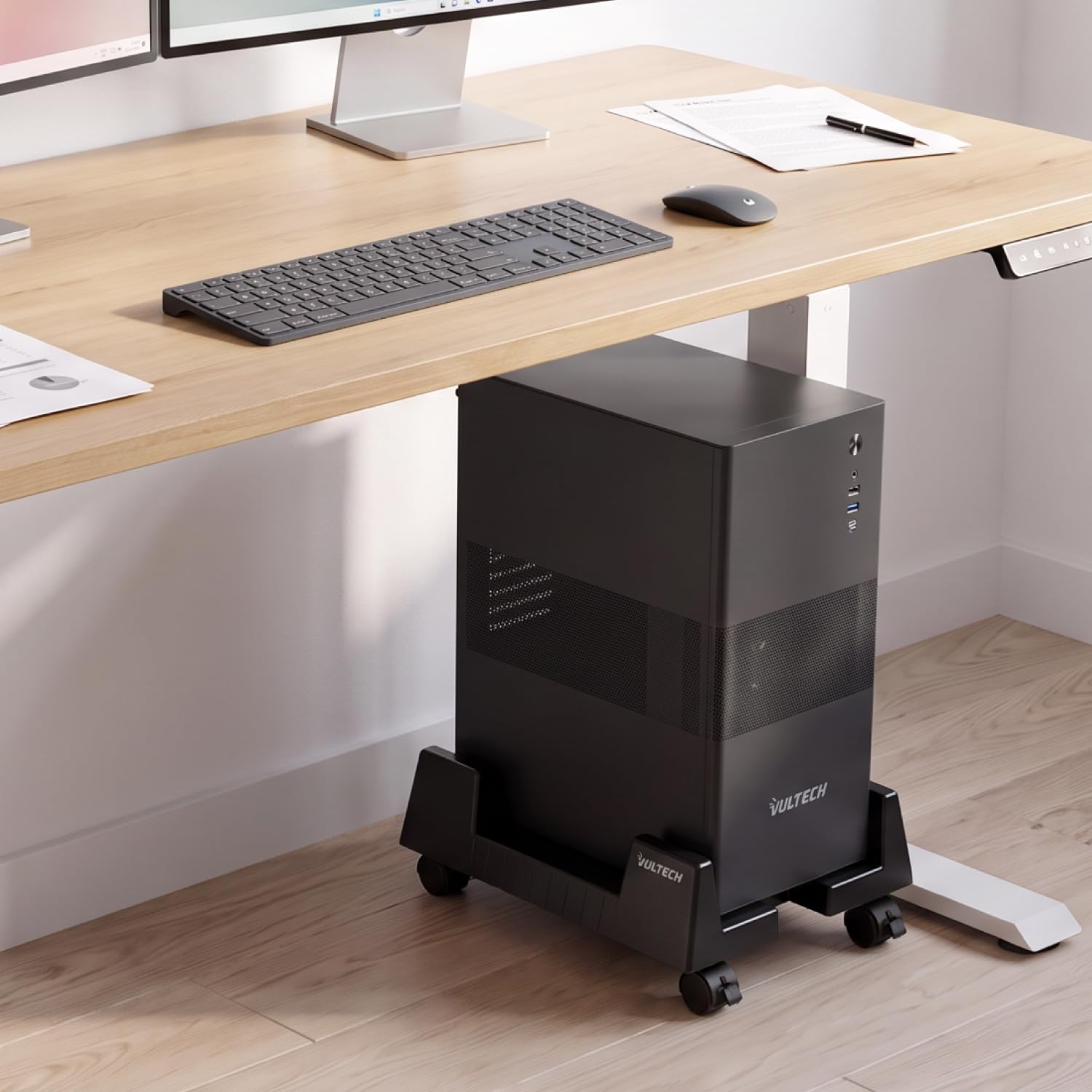 VulTech VCO-A1759-N Boîtier PC ATX Mid Tower en Acier SPCC, Type-C, USB 3.0, Ventilateur 120 mm Inclus sans Alimentation, Noir