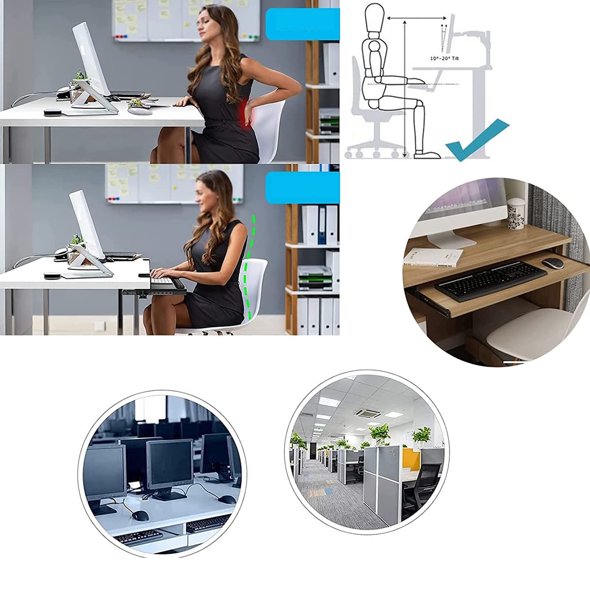 Houten toetsenbordlade onder bureau plank in hoogte verstelbare standaard ondersteuning met glijdende lade voor toetsenbord en muis 5 kleuren beschikbaar 54/60/70x27cm