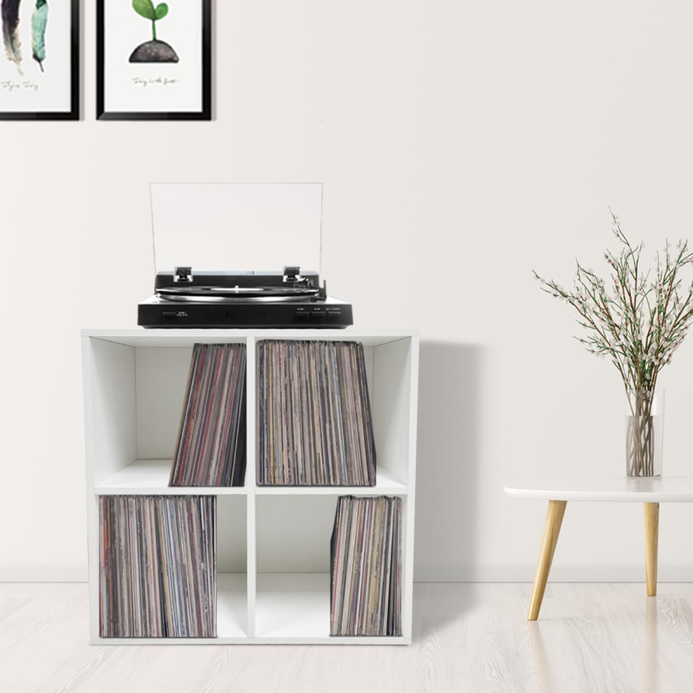 VDD Mobiletto portaoggetti in vinile vinilico - libreria - 4 scomparti - bianco