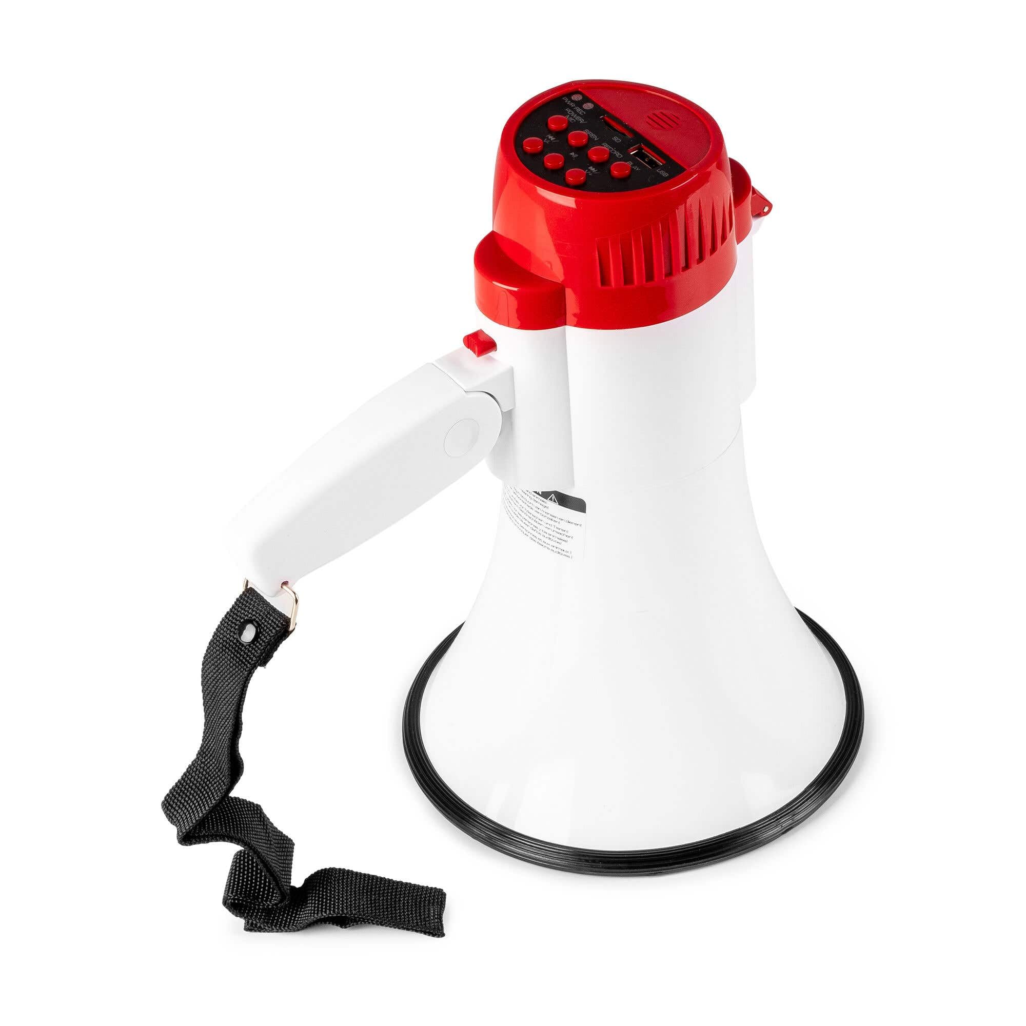Vonyx MEG025 Megafono portatile con Bluetooth da 25 W, 800 m di portata, ingressi USB/MicroSD, Sirena, funzione di registrazione, Megafono palmare con batteria ricaricabile per eventi interni ed