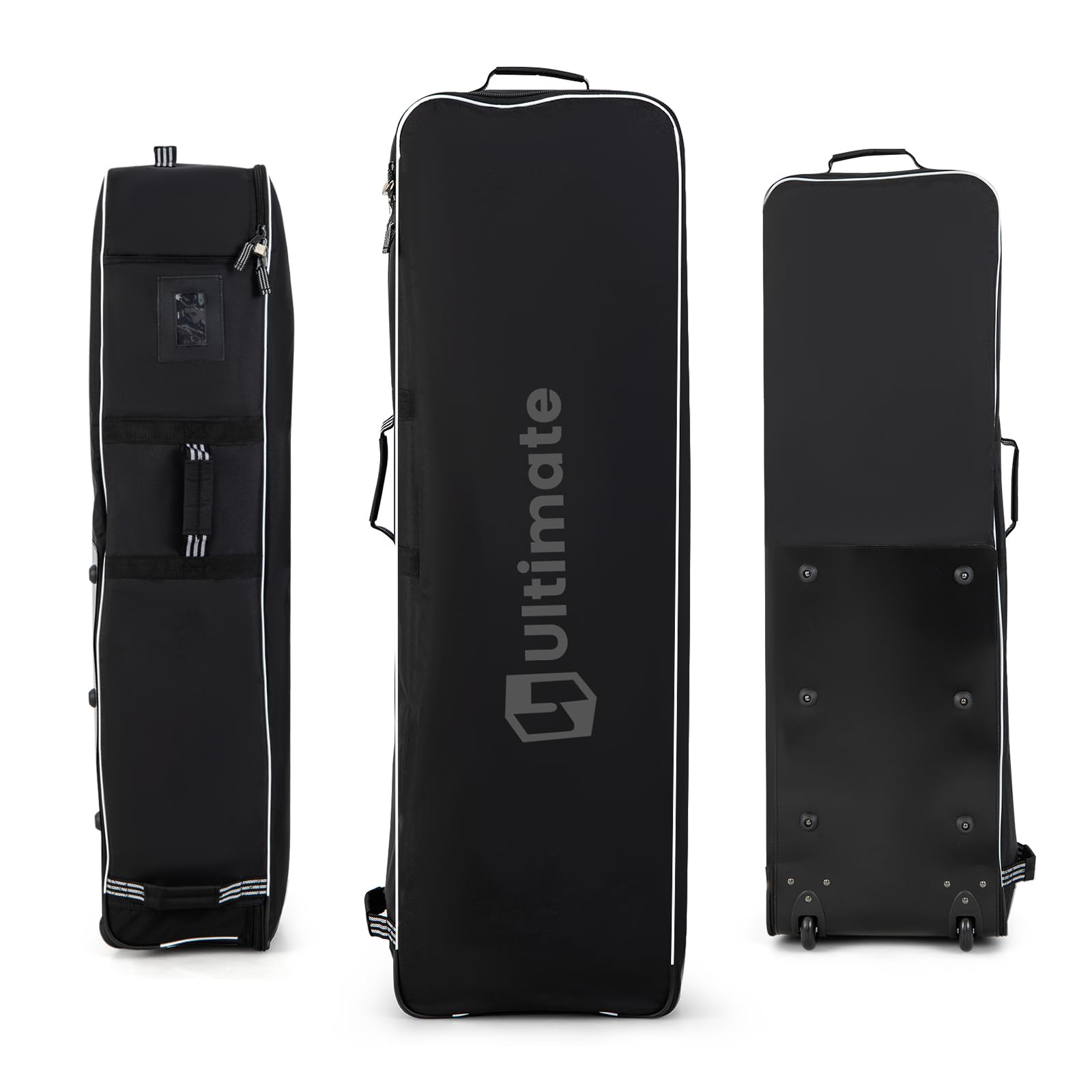 Tangkula Golf Travel Bag with Wheels, Heavy Duty 900D Oxford Fabric with Name Card Holder, 2-Way Zipper & Lock, Portable Foldable Soft-Sided Golf Club Travel Cover with Carrying Handles (Black)