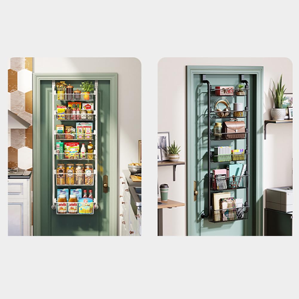 ÉTagèRe à Epices, 6 Niveaux De Rangement Porte Suspension Rangement Range Epices Cuisine, Rangement à Suspendre Porte, Fixation Murale Et ÉTagèRe à ÉPices De Cuisine, Noir